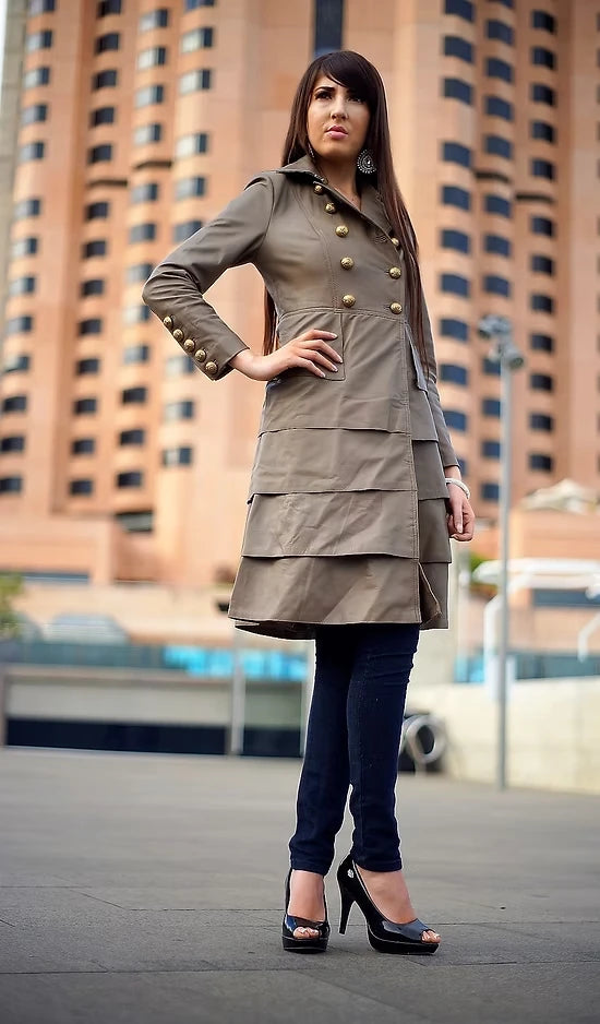 Fit and Ruffle Leather Dress