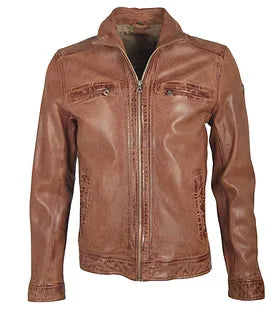 Biker jacket with folding collar