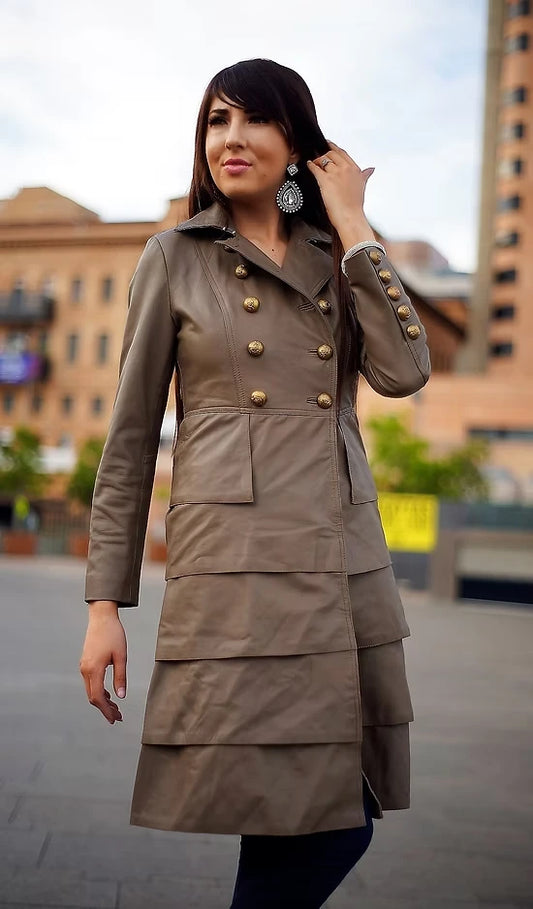 Fit and Ruffle Leather Dress