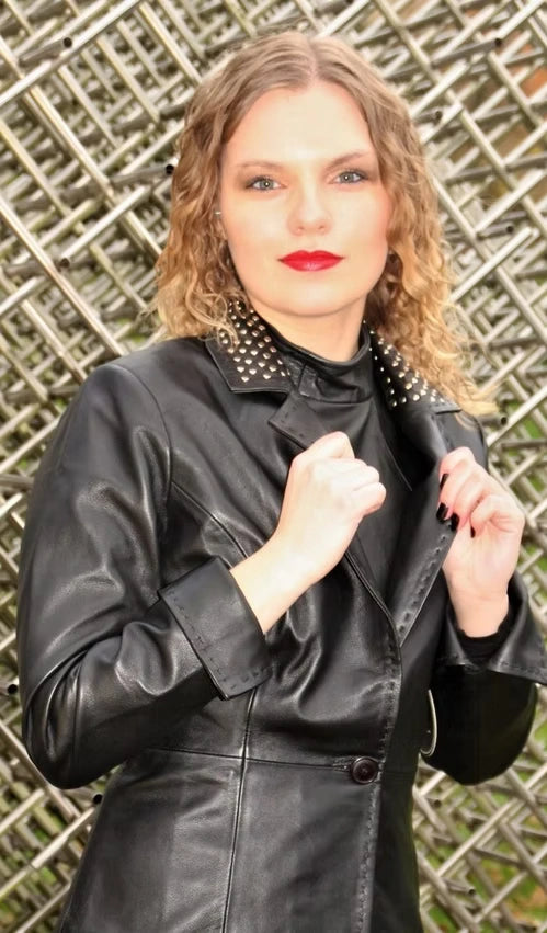 Nickle Rivets Decorated Business Blazer.